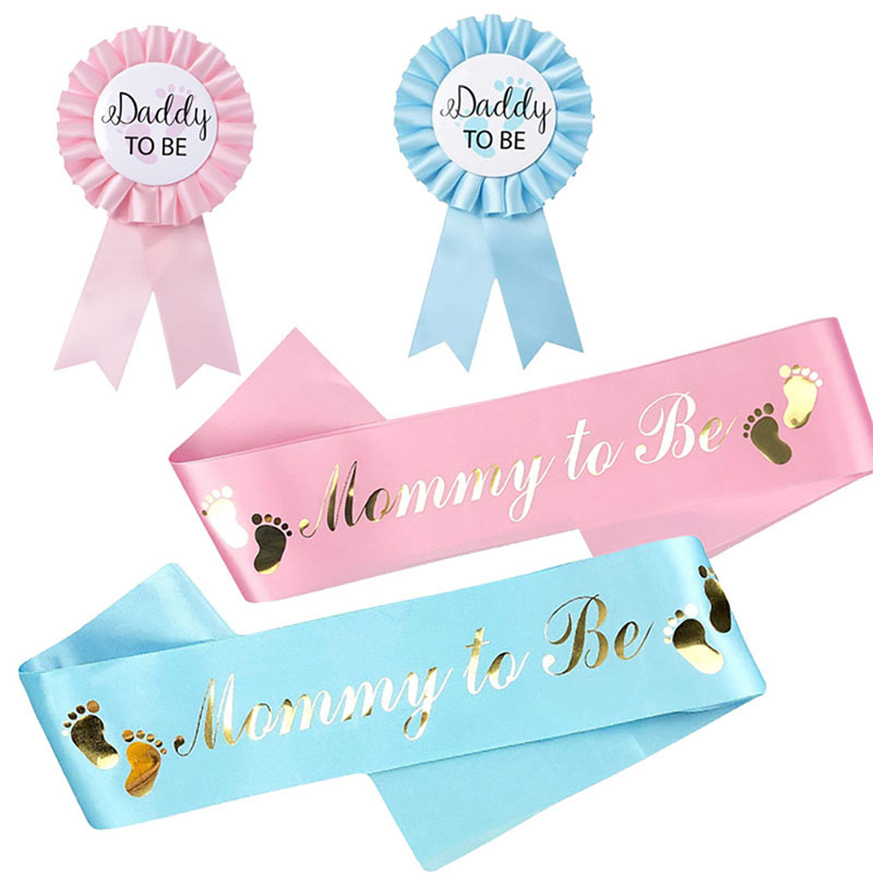 อาบน้ำเด็กราคาถูก Daddy Mommy To Be Badge ชุดสำหรับเพศเผย Party Favors ตกแต่ง