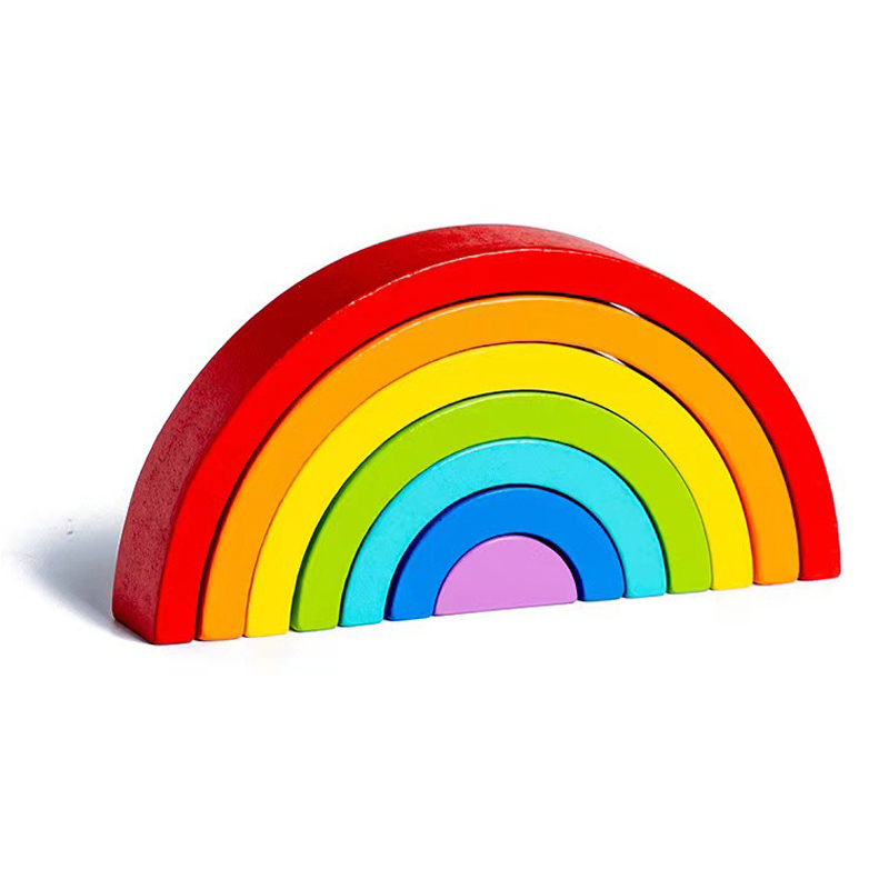 ของเล่น Stacker Rainbow ไม้ DIY