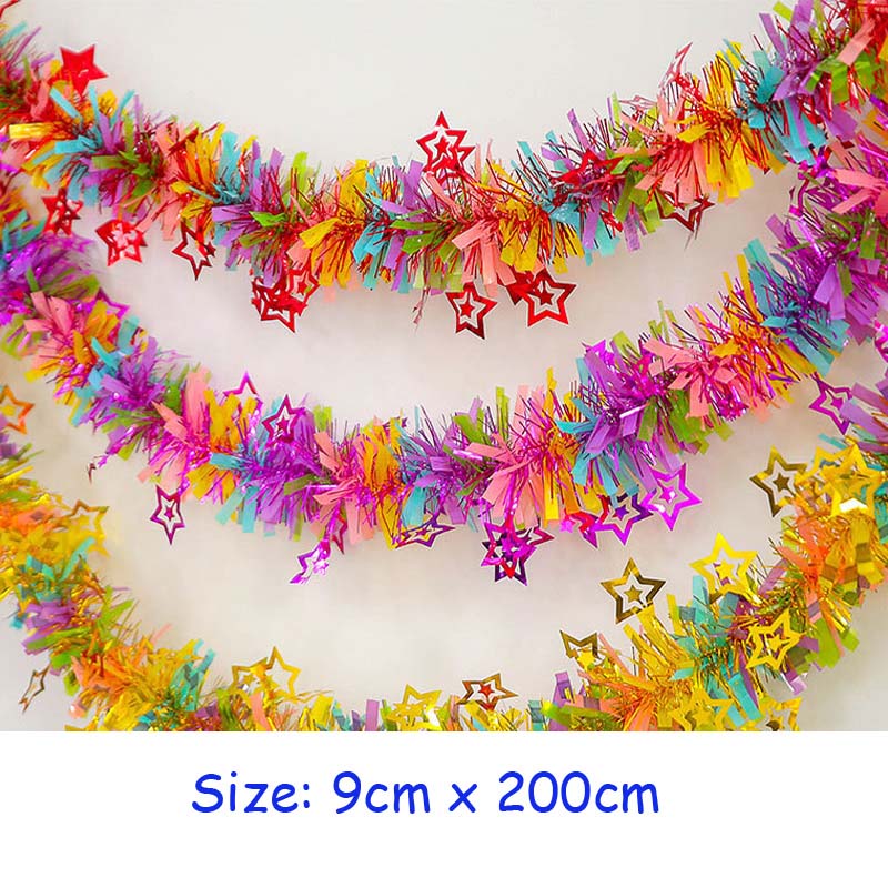 เทศกาลกลางแจ้งแขวนตกแต่ง Tinsel Garland พวงหรีด