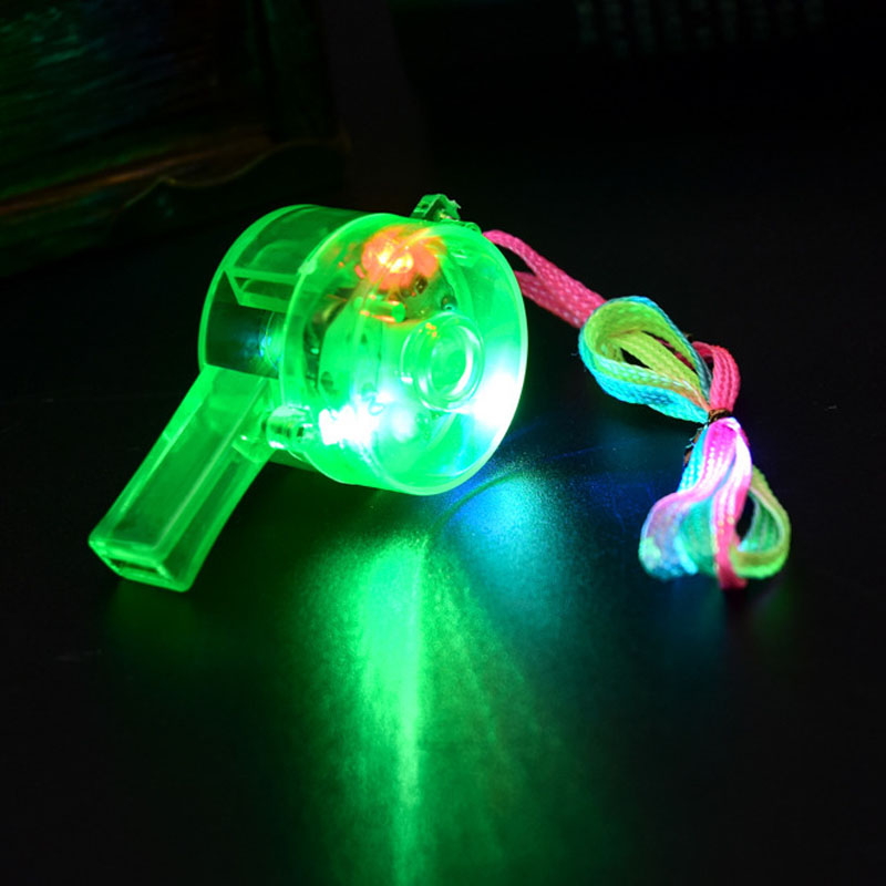 Glow Whistles Party Supplies LED Light up นกหวีดพร้อมสร้อยคอเชือกเส้นเล็กสีสันสดใสใน Dark Fun Party Favor