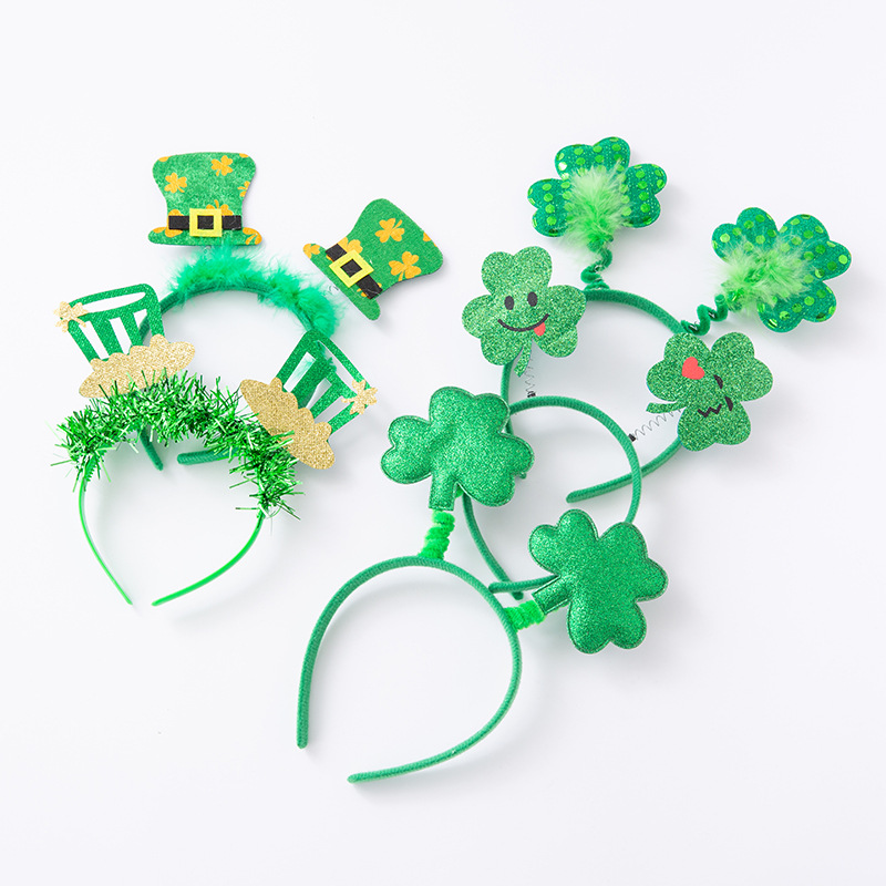 ผ้าคลุมศีรษะของชาวไอริช Clover Statricks Day Hedband