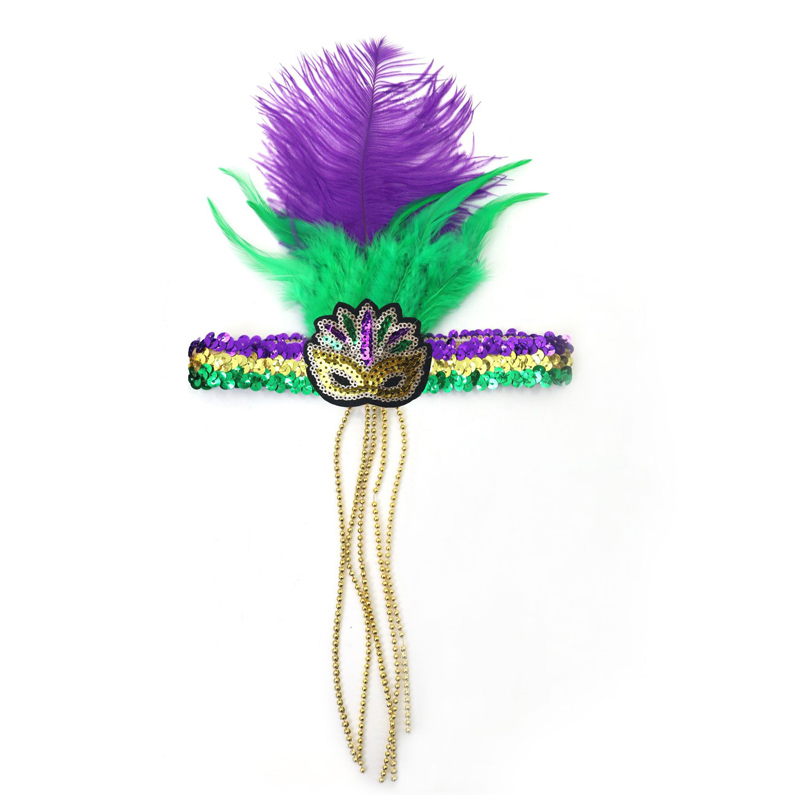 แถบคาดศีรษะ Mardi Gras ยืด