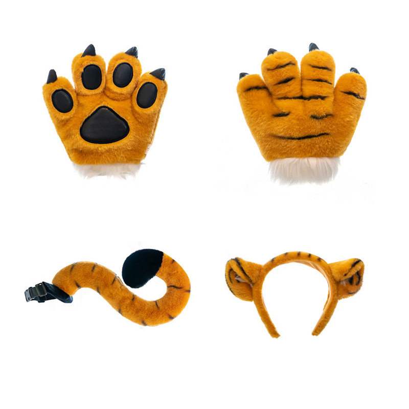 Plush Tiger Paw ยัดไส้ของเล่นหางชุด