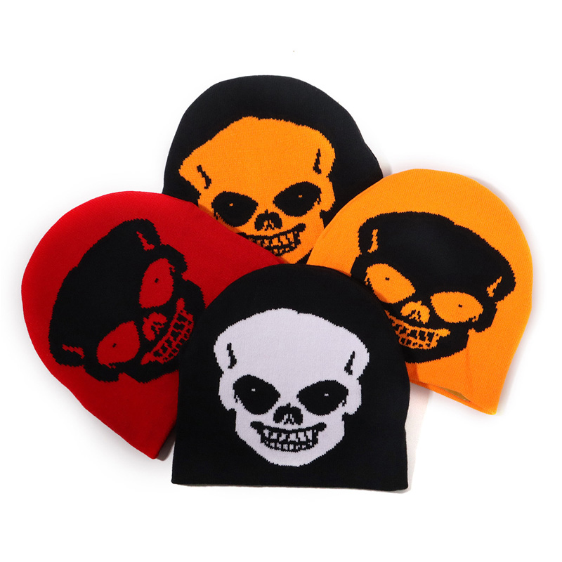 Halloween Skull Jacquard ถักหมวกหมวก